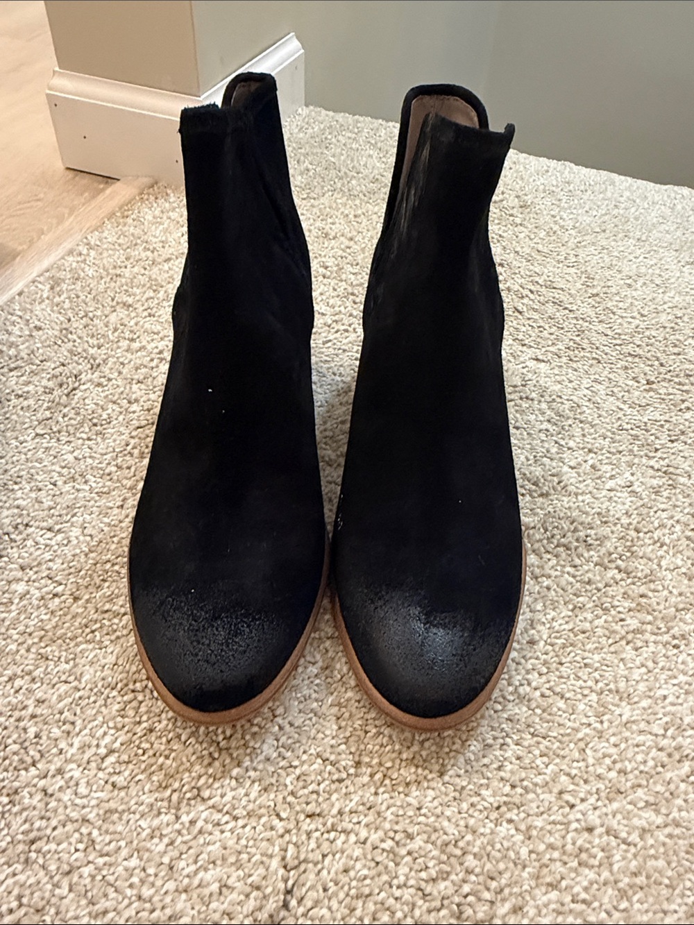 bp Black Suede Chelsea Ankle Boots with Tan Sole